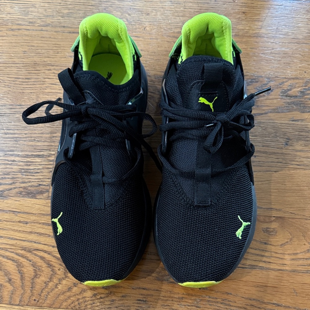 Puma Black and Lime Athletic Shoes